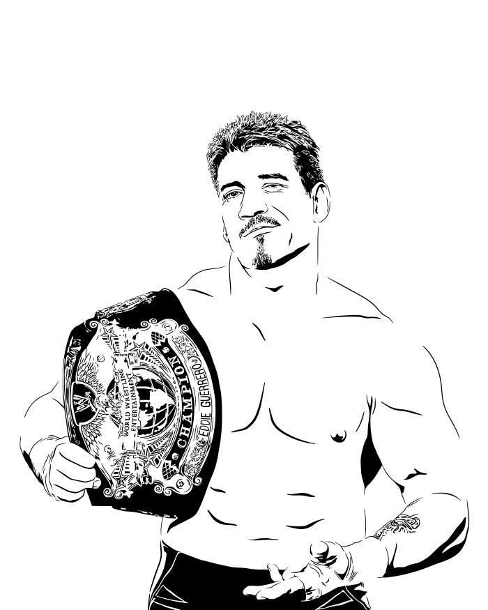 Eddie Guerrero Art Print | Pro Wrestling Decor | Latino Heat | Minimalist Pop Culture Wall Art