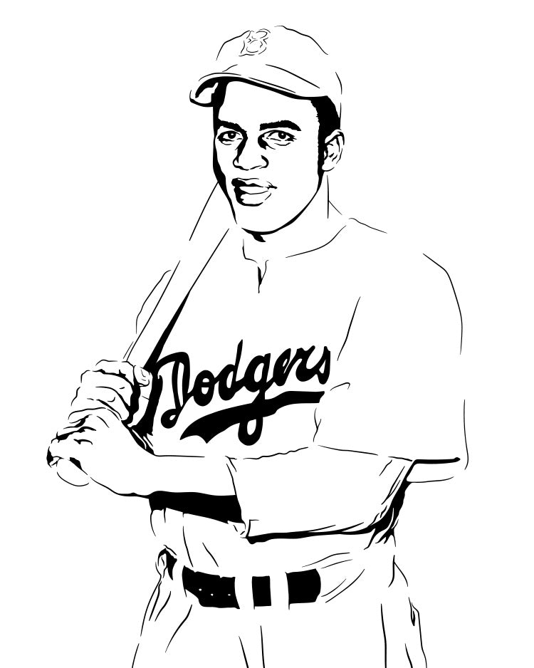 Jackie Robinson Poster | Brooklyn Dodgers Baseball Wall Art Print