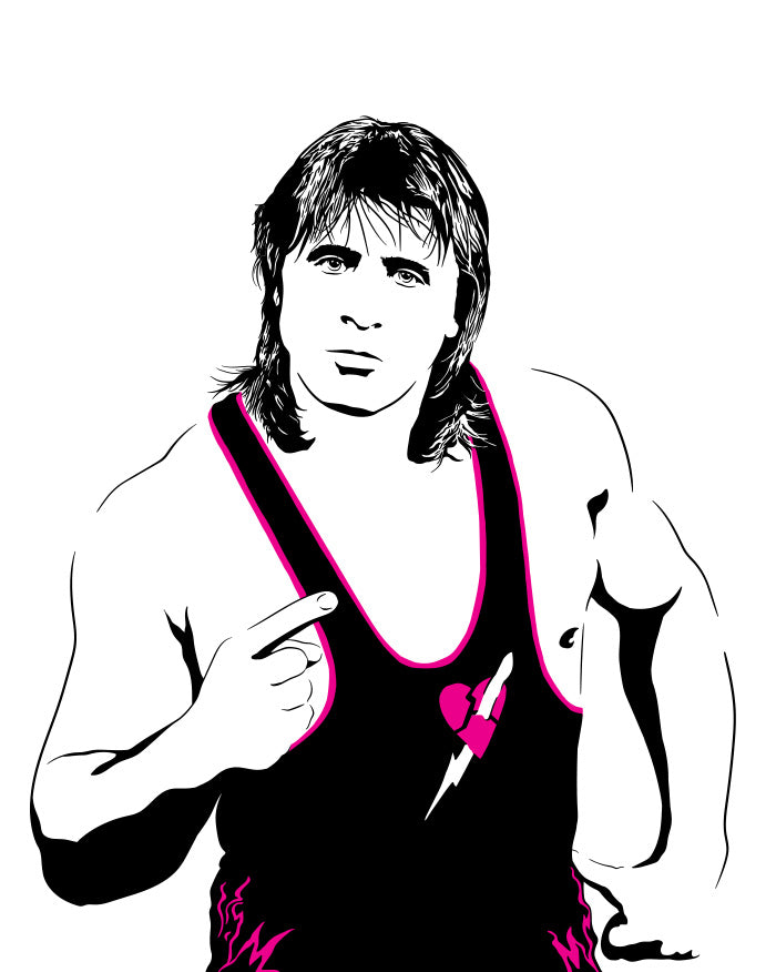 Owen Hart Art Print | Old School Wrestling Decor | Minimalist Pop Culture Wall Art
