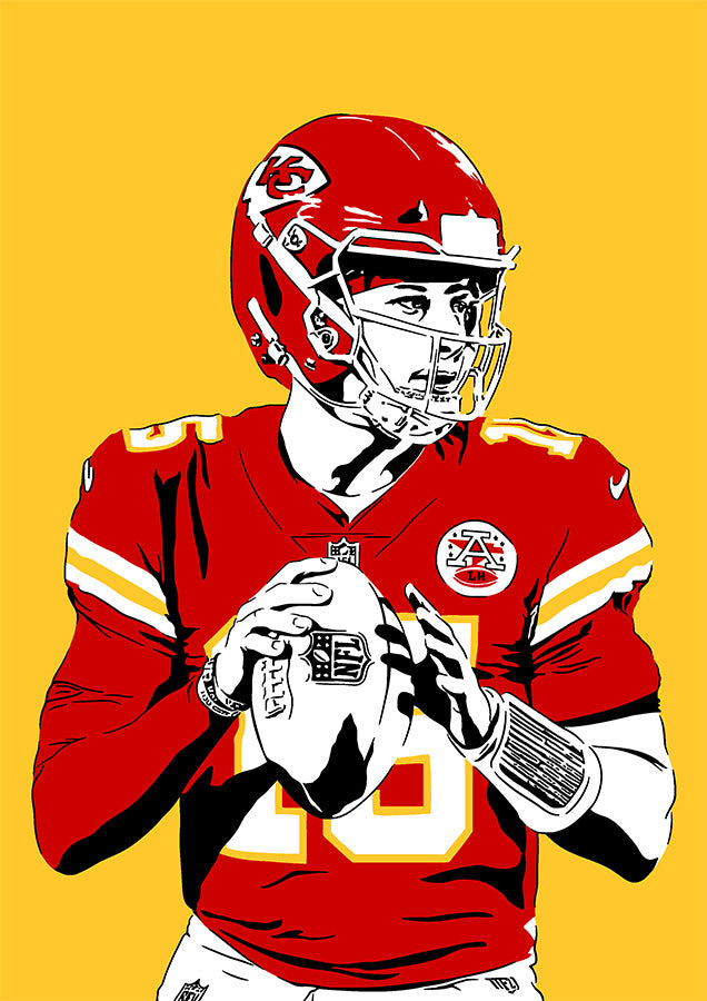 Patrick Mahomes Art Print | Football Fan Decor | Kansas City Chiefs | Minimalist Pop Culture Wall Art