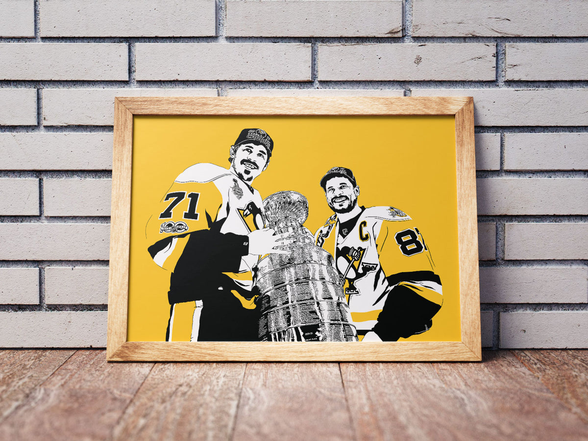 Sidney Crosby and Evgeni Malkin Poster | Pittsburgh Penguins Hockey Wall Art Print