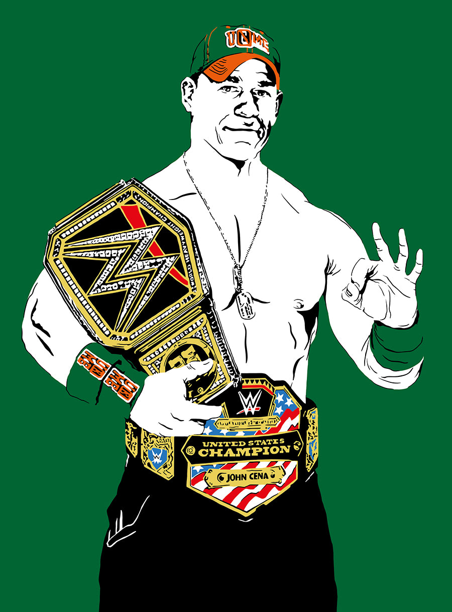John Cena Art Print | Professional Wrestling Decor | U Can't See Me | Minimalist Pop Culture Wall Art
