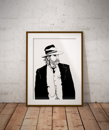 Bone Tomahawk Art Print | Western Movie Decor | Kurt Russell | Minimalist Pop Culture Wall Art