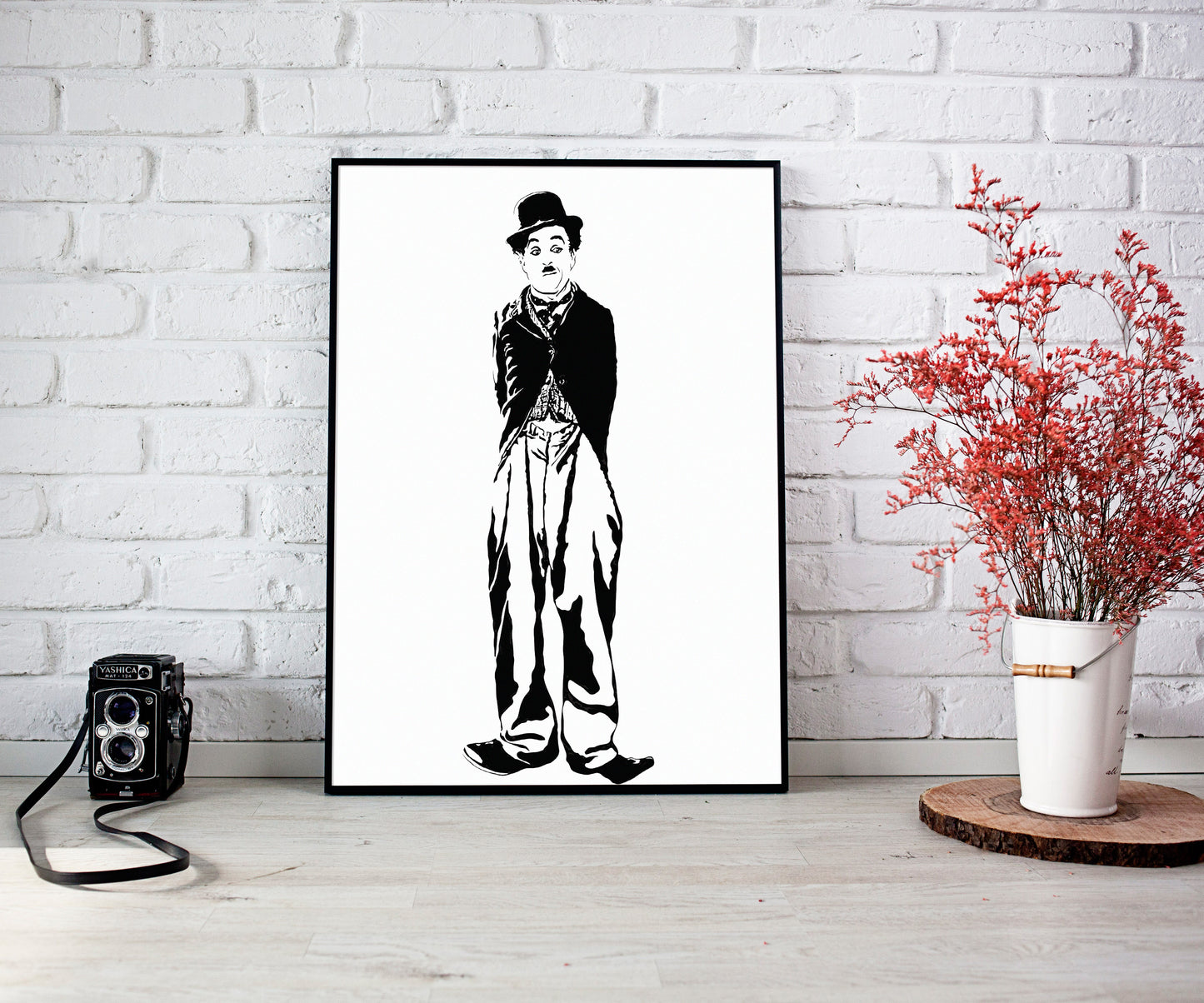 Charlie Chaplin Art Print | American Cinema Decor | Vaudeville | Minimalist Pop Culture Wall Art