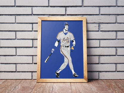 Darryl Strawberry Art Print | Baseball Fan Decor | New York Mets | Minimalist Pop Culture Wall Art