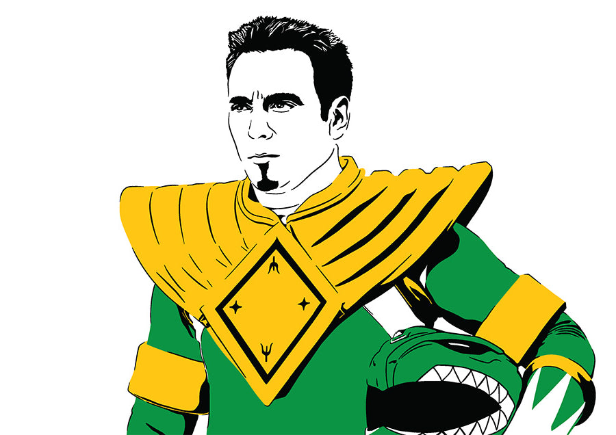 digital illustration of jason david frank as green ranger of power rangers