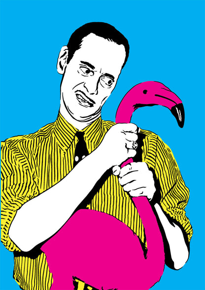 john waters art print pink flamingo pencil mustache cult classic illustration poster