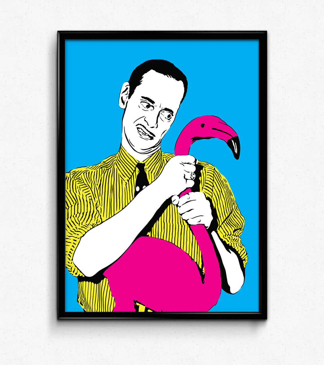 john waters art print pink flamingo pencil mustache cult classic illustration poster framed print