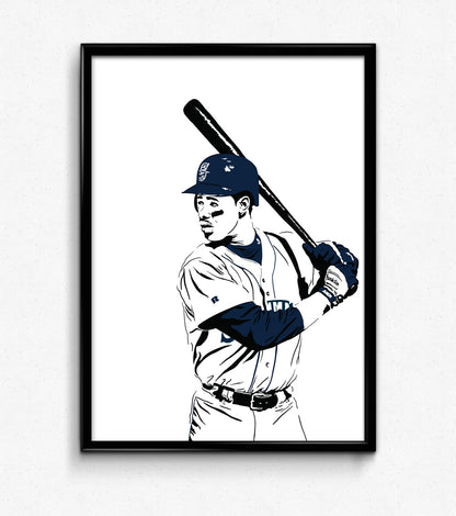 Ken Griffey Jr Art Print | Baseball Fan Decor | Seattle Mariners | Minimalist Pop Culture Wall Art