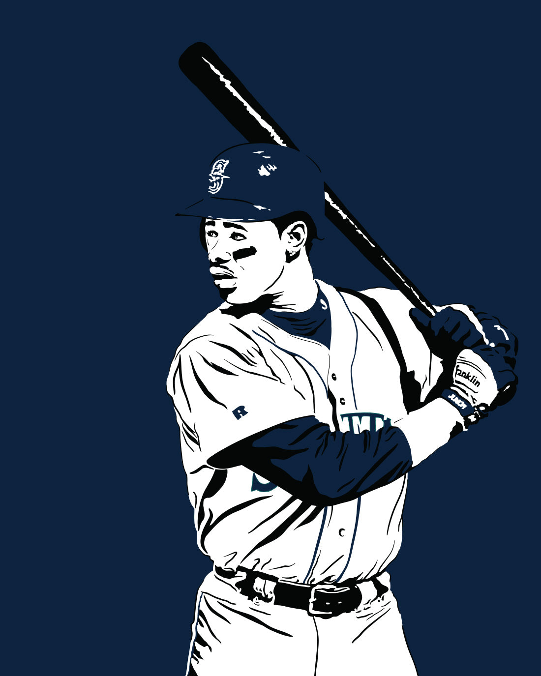 Ken Griffey Jr Art Print | Baseball Fan Decor | Seattle Mariners | Minimalist Pop Culture Wall Art