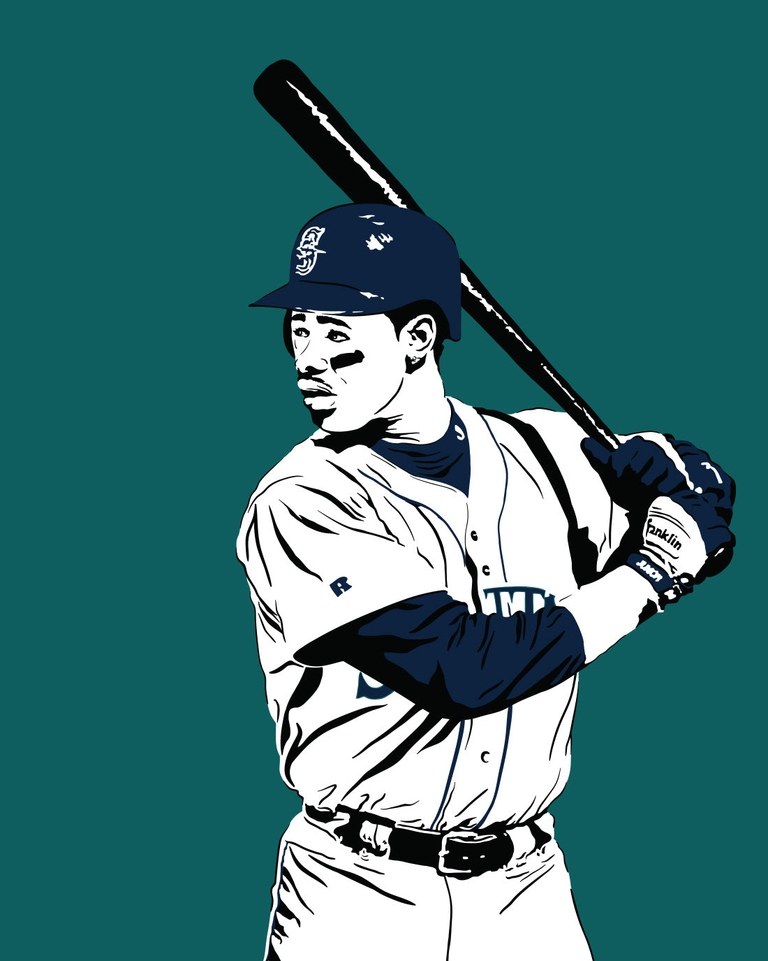Ken Griffey Jr Art Print | Baseball Fan Decor | Seattle Mariners | Minimalist Pop Culture Wall Art