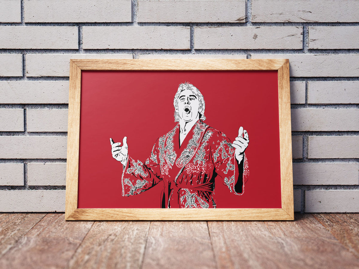 Paint Ric Flair Ric Flair Art Print | Old School Wrestling Decor | Nature Boy | Minima ...