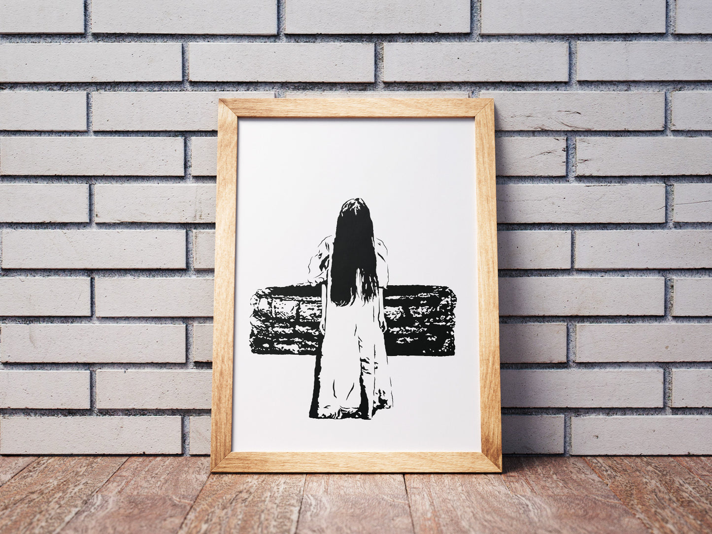 The Ring Art Print | Spooky Movies Decor | Samara Coming Out of the Well | Horror Series | Minimalist Goth Pop Culture Wall Art Poster