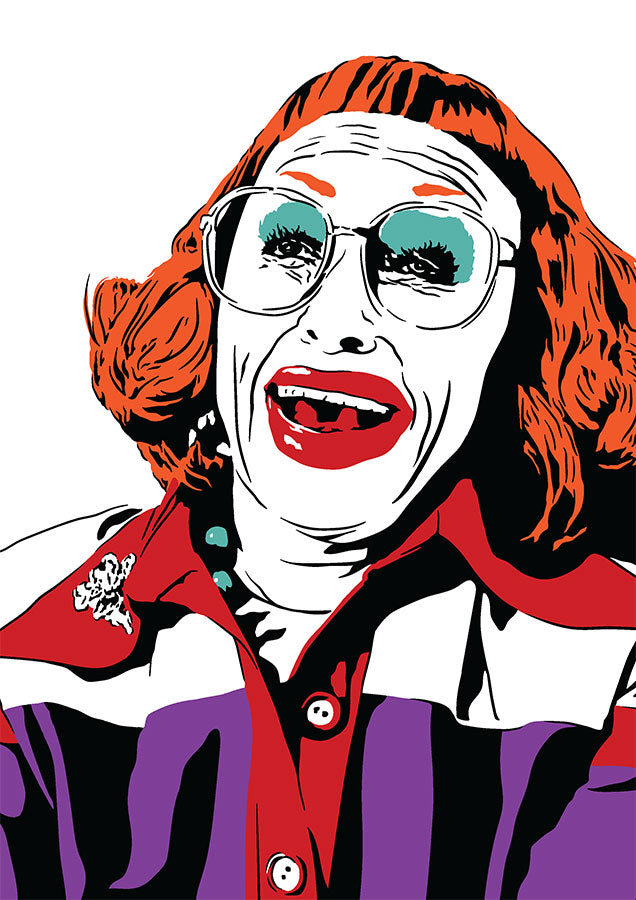 digital illustration of aunt gladys from the 2025 film Weapons