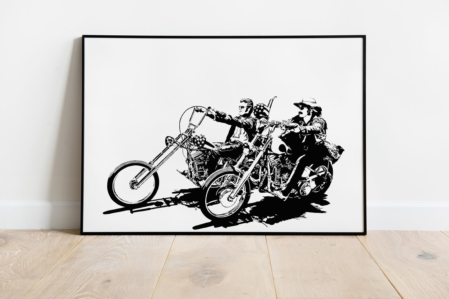Easy Rider Art Print | American Cinema Decor | Peter Fonda & Dennis Hopper | Minimalist Pop Culture Wall Art