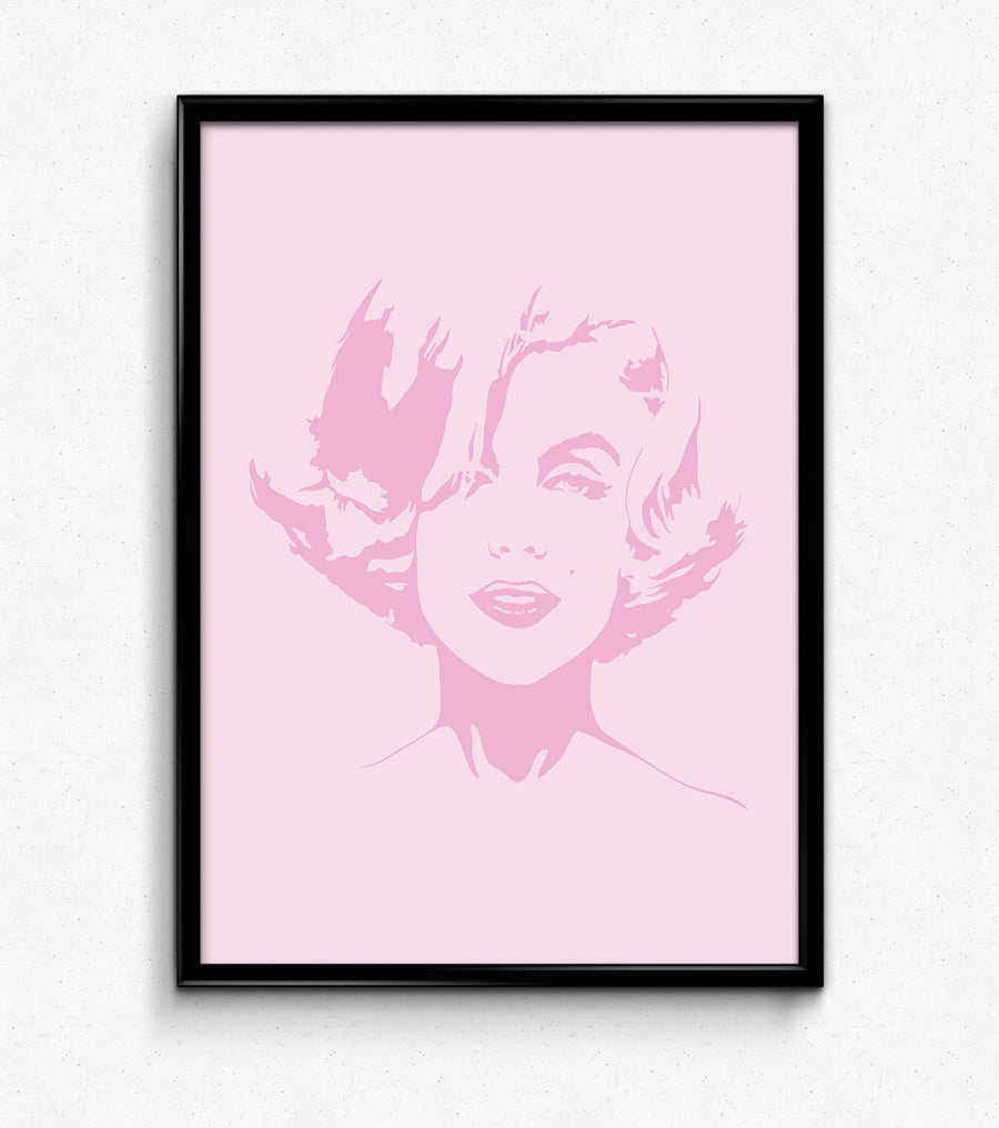 pink pop art digital illustration portrait of marilyn monroe framed print