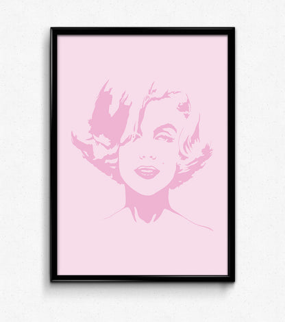 pink pop art digital illustration portrait of marilyn monroe framed print